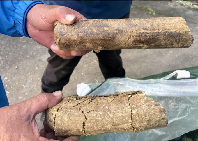 Instead of leaving straw in the fields, the people of Guanshan (Taiwan) use technology to grind, dry, and compress straw into pellets for fuel. Photo: Kim Anh.