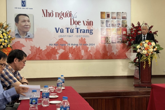 Hội thảo 'Nhớ người và đọc văn Vũ Từ Trang' tổ chức tại Hà Nội sáng 16/10.