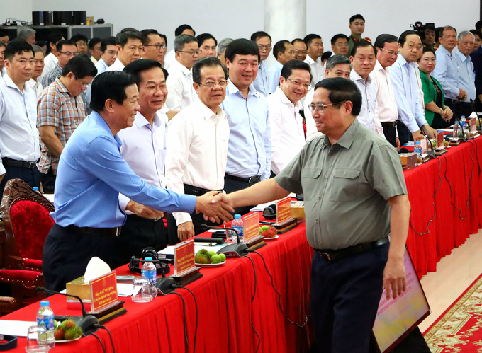 Prime Minister Pham Minh Chinh at the conference discussing solutions to promote and implement the 1 Million hectares of high-quality rice project. Photo: MT.