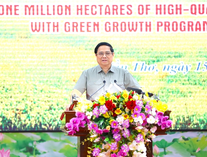 The Prime Minister highly appreciated and welcomed the efforts of the provinces and cities in the Mekong Delta and the Ministry of Agriculture and Rural Development in implementing the 1 Million hectares of high-quality rice project. Photo: MT.