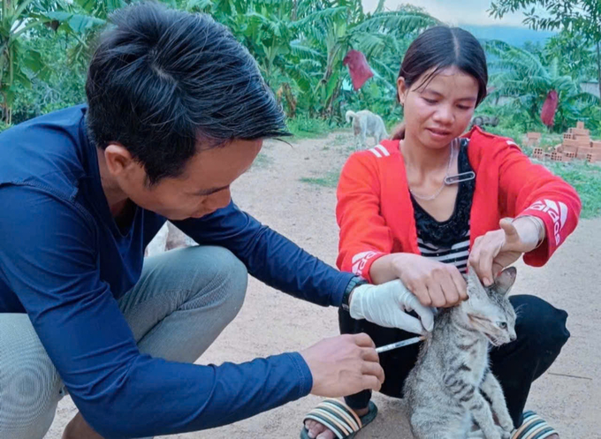 Vận động người dân phối hợp với ngành chức năng tiểm vacin phòng dại cho đàn chó, mèo nuôi còn gặp nhiều khó khăn. Ảnh: Đ.L. 