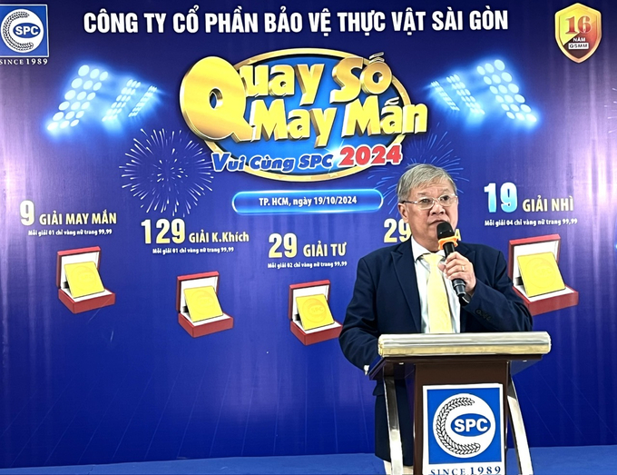 PGS. TS Nguyễn Quốc Dũng, Giám đốc Công ty CP BVTV Sài Gòn phát biểu tại chương trình. Ảnh: Đức Trung.