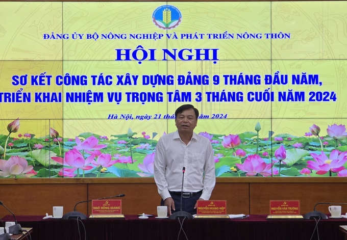 Thứ trưởng Nguyễn Hoàng Hiệp, Bí thư Đảng ủy Bộ chỉ đạo tại Hội nghị. Ảnh: Linh Linh.