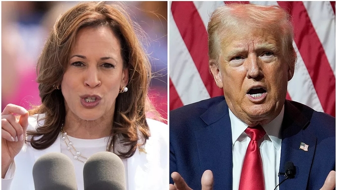 Phó Tổng thống Kamala Harris và cựu Tổng thống Donald Trump. Ảnh: AP.