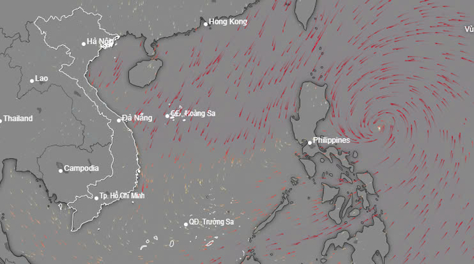 Vị trí bão Trami trên vùng biển phía đông Philippines vào sáng 22/10. Ảnh: Trung tâm Dự báo Khí tượng Thủy văn Quốc gia.