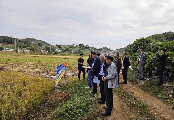 Delegation from Cuu Long University visited the saline-free soil treatment area in Korea.