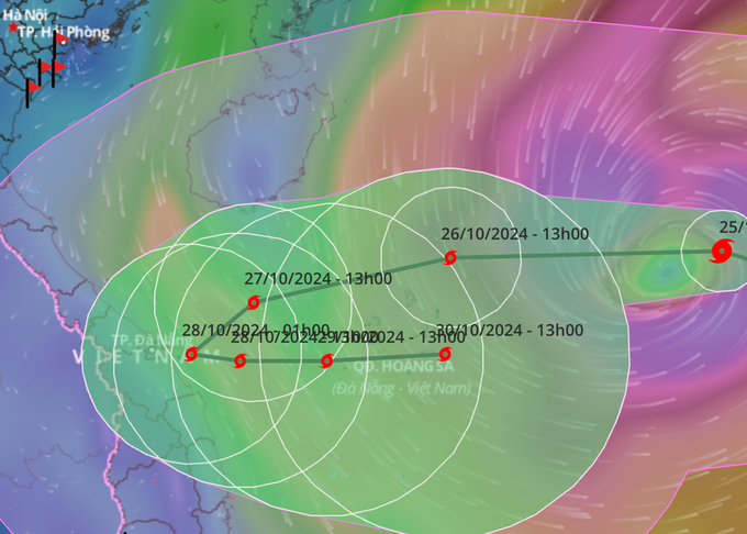 Dự báo vị trí và hướng đi của cơn bão số 6.