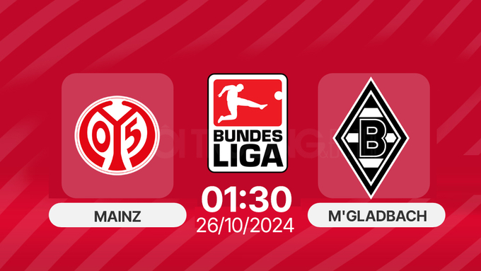 Nhận định, Trực tiếp Mainz vs M'gladbach, Bundesliga, 01h30 hôm nay 26/10