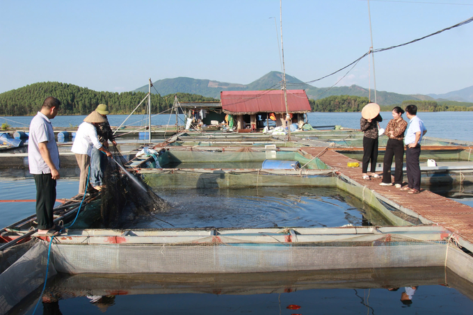 Chi cục Thủy sản Yên Bái tích cực hướng dẫn người dân khắc phục hậu quả, sớm ổn định sản xuất sau bão số 3. Ảnh: Thanh Tiến.