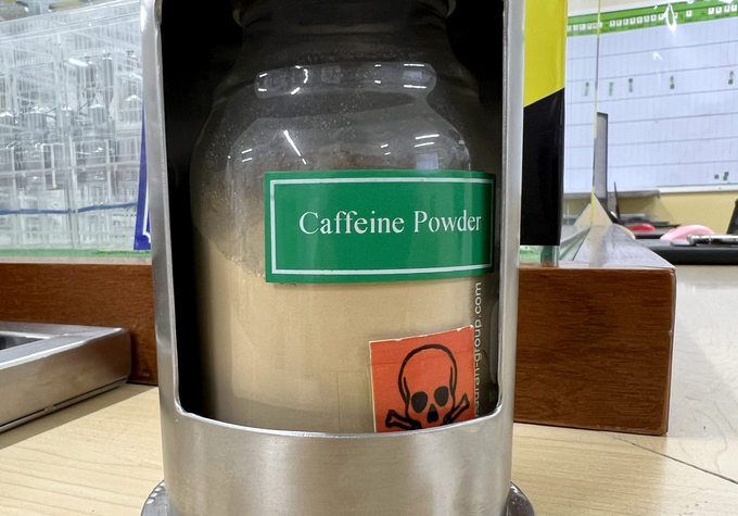 The caffeine powder recovered by the Nestlé Tri An factory during the decaf coffee production process. Photo: Son Trang.