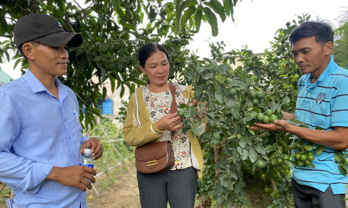 Học viên tham quan mô hình nông nghiệp tuần hoàn, thích ứng với biến đổi khí hậu. Ảnh: Nguyễn Cơ.