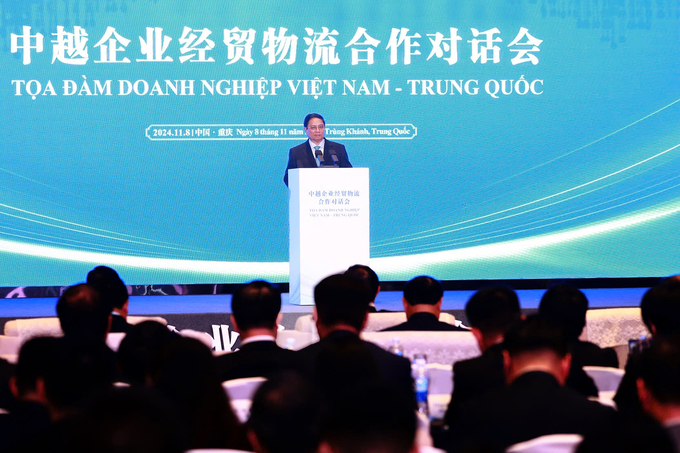 Thủ tướng Phạm Minh Chính dự Tọa đàm doanh nghiệp Việt Nam - Trung Quốc. Ảnh: VGP.