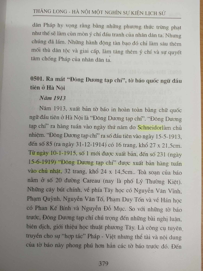 Lỗi trong sách 'Thăng Long – Hà Nội 1000 sự kiện lịch sử' – Vũ Văn Quân (Chủ biên). Ảnh: Kiều Mai Sơn.