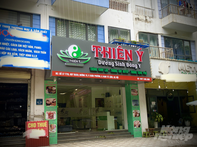 Mặt trước cơ sở Dưỡng sinh Đông y Thiên Ý có địa chỉ tại phường Xuân Phương, quận Nam Từ Liêm, Hà Nội. Ảnh: Thiên Trường.