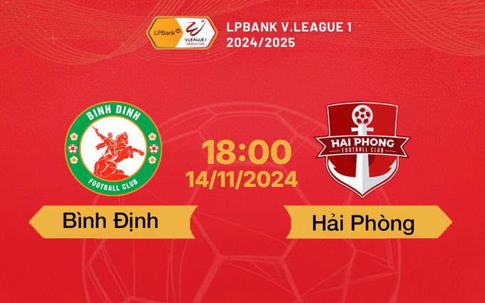 FPTPlay Trực tiếp bóng đá Bình Định vs Hải Phòng, 18h hôm nay 14/11/2024