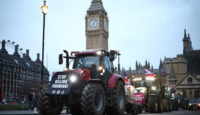 Tractors were driven around Parliament Square when farmers demonstrated against UK food policy in March this year.