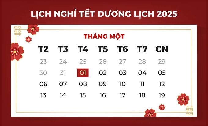 Còn bao nhiêu ngày nữa đến Tết Dương lịch (Tết Tây) 2025