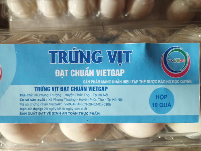 Trứng vịt đạt chuẩn VietGAP của HTX Nông nghiệp Công nghệ cao Phụng Thượng. Ảnh: Tư liệu.