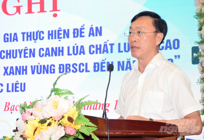 Mr. Huynh Huu Tri, Vice Chairman of the People's Committee of Bac Lieu Province, gave a directive speech at the conference. Photo: Trong Linh.