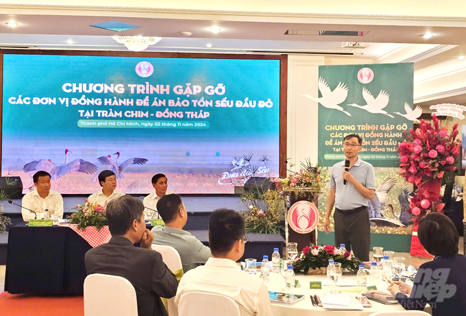 The Dong Thap Provincial People's Committee recently held a meeting with partners involved in the red-crowned crane conservation project at Tram Chim National Park. Photo: Le Hoang Vu.