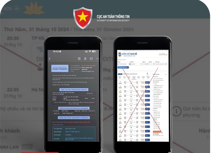 Cảnh giác chiêu trò giả mạo bán vé máy bay Tết 2025 để lừa đảo chiếm đoạt tài sản. Ảnh: IT.