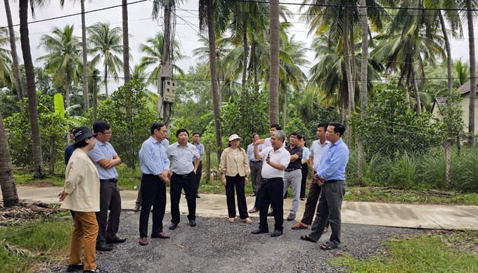 Ngành nông nghiệp tỉnh Phú Yên phối hợp với Viện Khoa học kỹ thuật Nông nghiệp Duyên hải Nam Trung bộ và Viện Nghiên cứu Bông và Phát triển nông nghiệp Nha Hố khảo sát cây dừa trên địa bàn. Ảnh: NT.