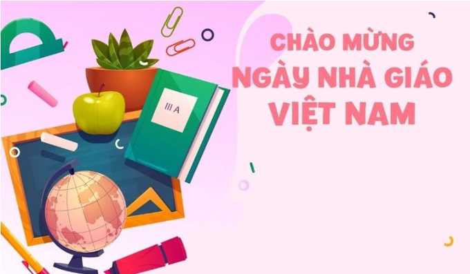 Mẫu thiệp 20/11 hình bảng xanh gắn liền với học sinh