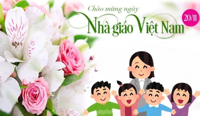 Thiệp 20/11 hoa dành tặng cô