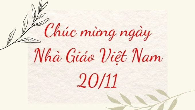 Mẫu thiệp 20/11 có hình những chiếc lá dành tặng thầy cô