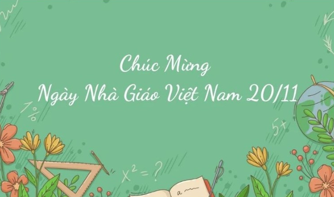 Mẫu thiệp 20/11 đơn giản nền xanh ngày Nhà Giáo Việt Nam