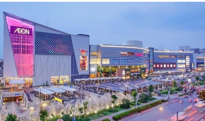 Trung tâm Thương mại Aeon Mall tại TP Cần Thơ có tổng giá trị đầu tư lên tới 5.400 tỷ đồng được xây dựng tại quận Bình Thủy, phường Long Hòa. Ảnh: Internet.