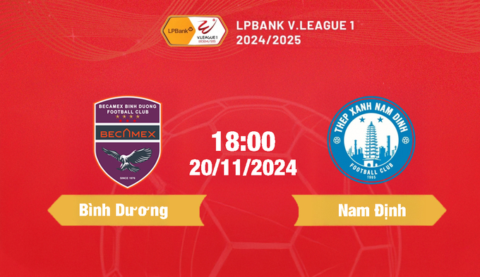 FPTPlay Trực tiếp bóng đá Bình Dương vs Nam Định, 18h hôm nay 20/11/2024