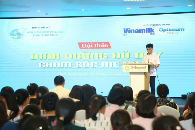 Ông Phạm Tuyên, Giám Đốc Chi nhánh Vinamilk Hà Nội, cho biết, Vinamilk tiếp tục đẩy mạnh hoạt động, vì dinh dưỡng phù hợp sẽ mang đến nền tảng sức khỏe tốt, nâng cao hiệu quả chăm sóc sức khỏe cho mẹ và bé. Ảnh: Viên An.