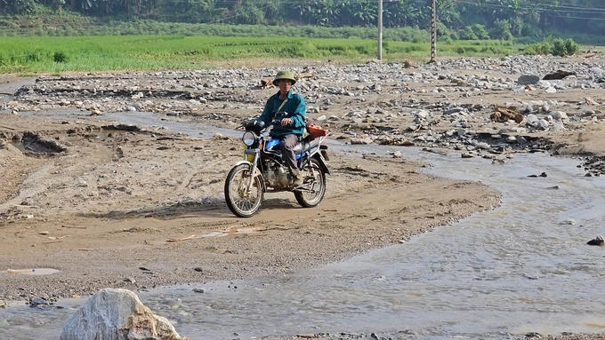 Một người đân xã Trịnh Tường (huyện Bát Xát) đi xe máy trên phần đất trước đây là ruộng lúa. Ảnh: Hải Đăng.