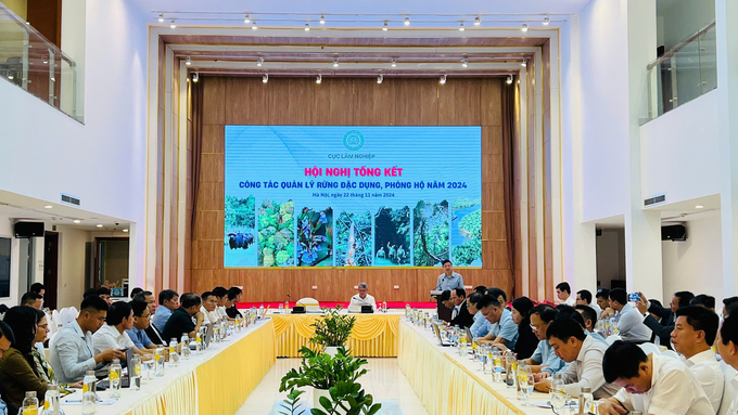 Toàn cảnh Hội nghị tổng kết công tác quản lý hệ thống rừng đặc dụng, phòng hộ năm 2024 diễn ra tại Hà Nội. Ảnh: Ngọc Diệp.