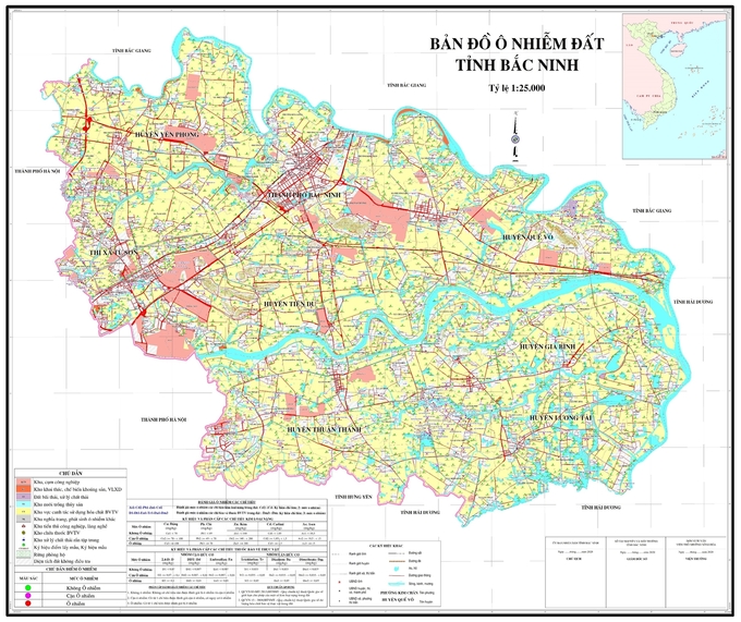 Bản đồ ô nhiễm đất tỉnh Bắc Ninh.