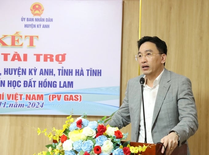 Ông Nguyễn Thanh Bình, Bí thư Đảng ủy, Chủ tịch HĐQT PV GAS phát biểu tại buổi lễ.