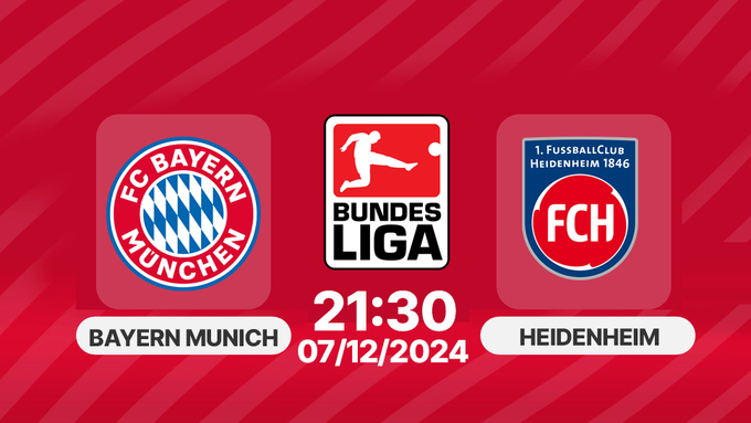 Nhận định, Trực tiếp Bayern Munich vs Heidenheim, Bundesliga, 21h30 hôm nay 7/12