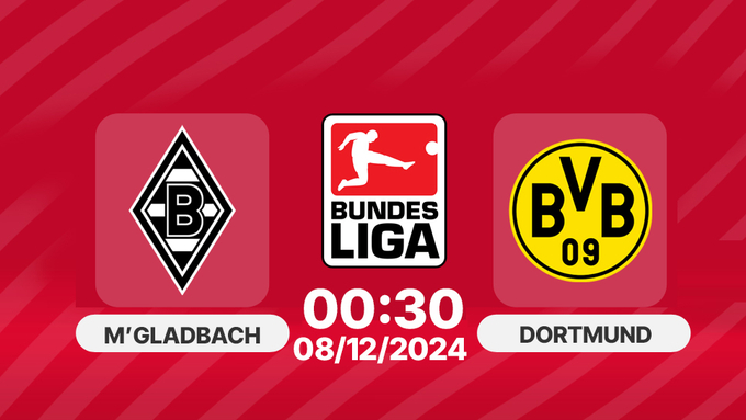 Nhận định, Trực tiếp Mgladbach vs Dortmund, Bundesliga, 00h30 hôm nay 8/12