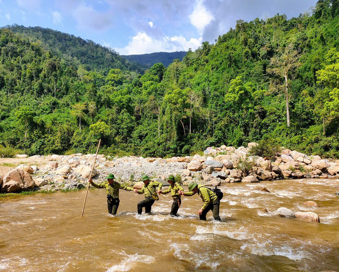 Cán bộ kiểm lâm tuần tra, bảo vệ rừng trên địa bàn huyện Mường Tè (Lai Châu). Ảnh: H.Đ.