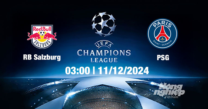 Nhận định, trực tiếp RB Salzburg vs PSG, Cúp C1 Châu Âu, 03h00 ngày 11/12/2024