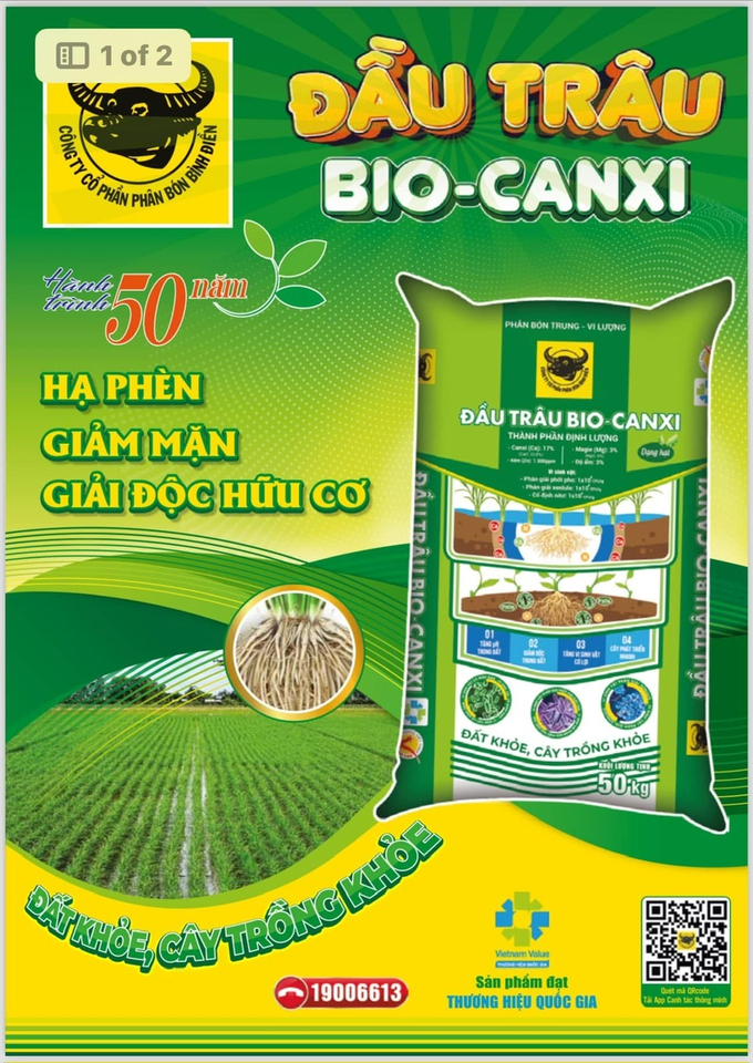 Phân bón Đầu Trâu Bio-Canxi giúp giải quyết vấn đề ngộ độc hữu cơ và ngộ độc phèn bảo vệ cây lúa phát triển. Ảnh: Bùi Lương.