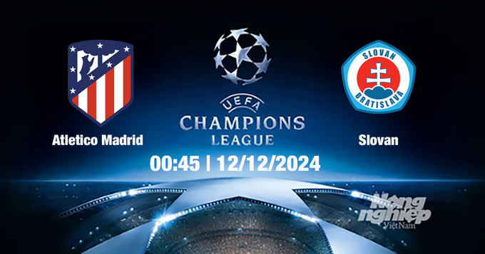 Nhận định, trực tiếp Atletico Madrid vs Slovan, Cúp C1 Châu Âu, 00h45 ngày 12/12/2024