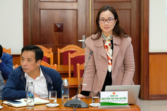 Ms. Nguyen Thi Thu Huyen, coordinator of the United Nations Development Program (UNDP) in Vietnam, hopes that the first Salt Festival will vividly demonstrate and promote the diverse values ​​of the salt industry. Photo: Tung Dinh.