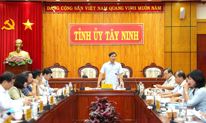 Bí thư Tỉnh ủy Tây Ninh Nguyễn Thành Tâm chủ trì hội nghị.