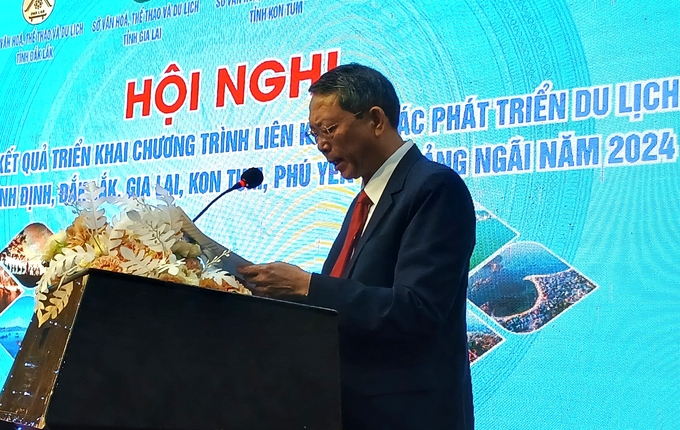 Ông Trần Văn Thanh, Giám đốc Sở Du lịch Bình Định, phát biểu khai mạc hội nghị. Ảnh: V.Đ.T.