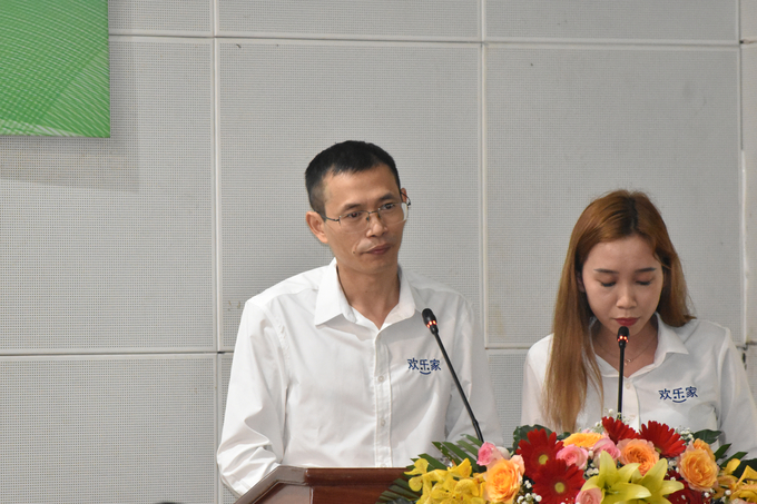 Mr. Zhou Tusheng, General Director of HLJ Industrial Company, said that they are facing difficulties in raw coconut prices and some difficulties related to purchasing in Vietnam. Photo: Minh Dam.