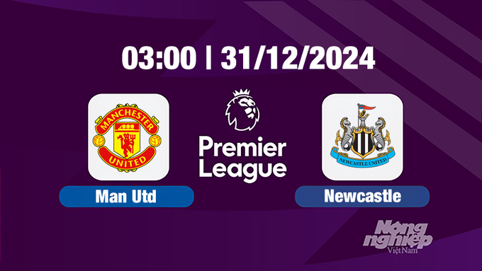 Trực tiếp bóng đá Man Utd vs Newcastle, Ngoại hạng Anh, 03h00 hôm nay 31/12/2024