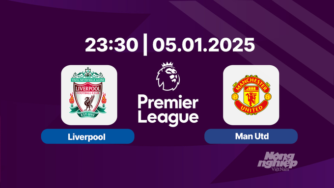 Trực tiếp bóng đá Liverpool vs Man Utd, Ngoại hạng Anh, 23h30 hôm nay 5/1/2025