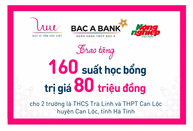 80.000.000 đồng đã được trao cho các em học sinh tại Trường THCS Trà Linh và THPT Can Lộc. 